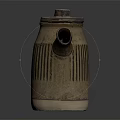 Rustic Handcrafted Ceramic Teapot With Vertical Stripes Handle Spout And Lid