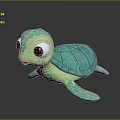 Cute Green Turtle Stuffed Toy With Turquoise Shell And Big Eyes