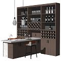 Modern Bar Chair Combination Wine Cabinet Bar 3d model