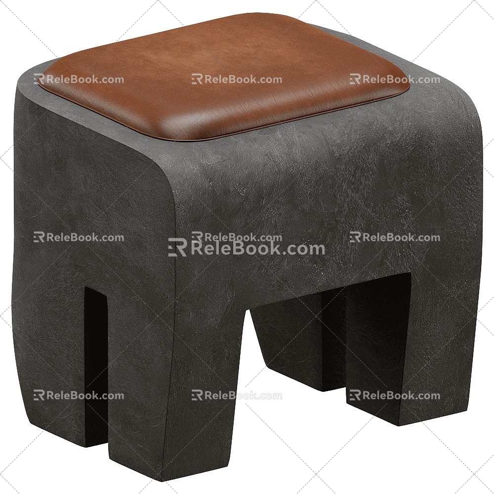 Sculpt Modern Leather Stool 18 3d model