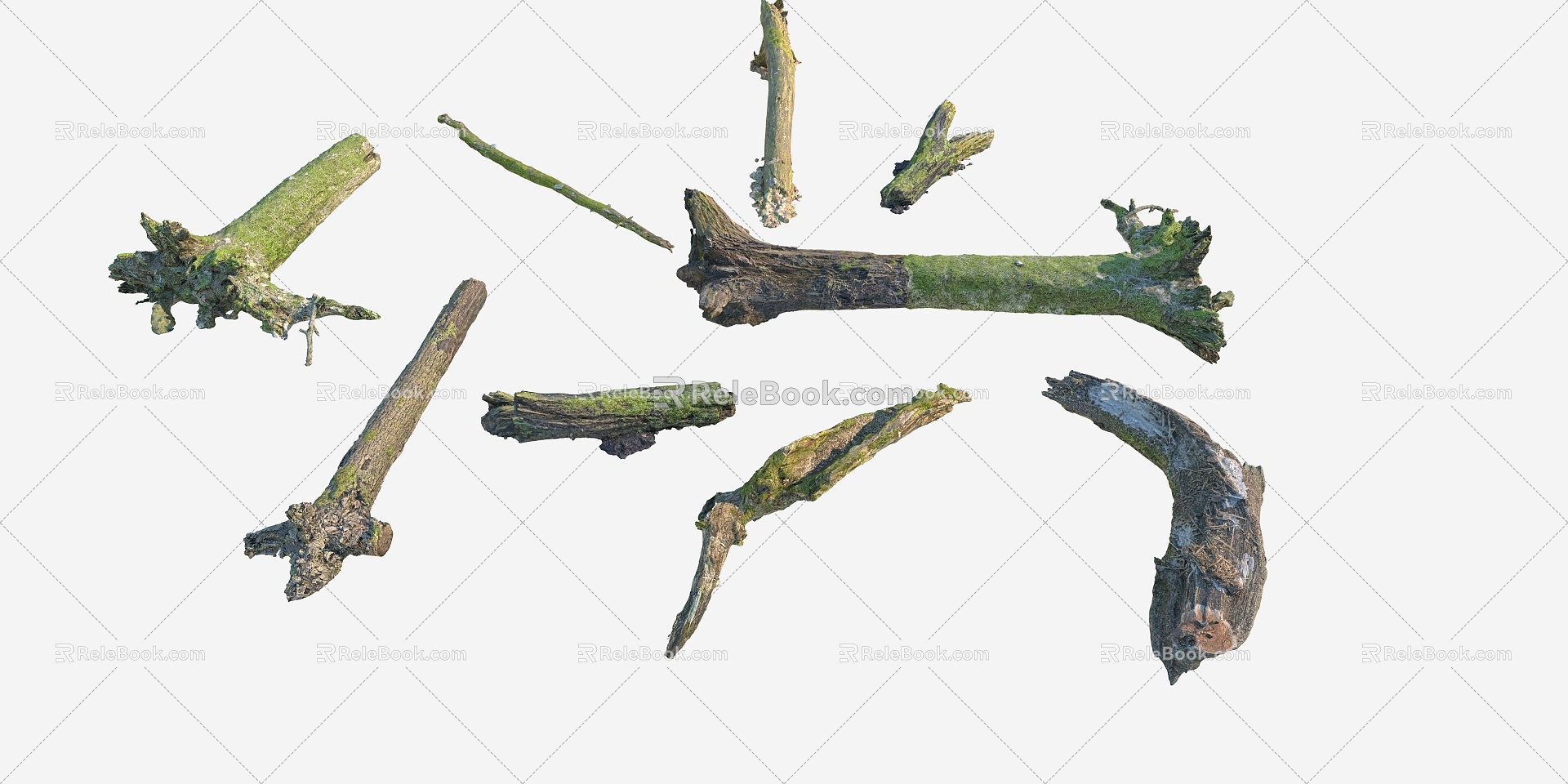 Natural sketch moss dead wood 3d model