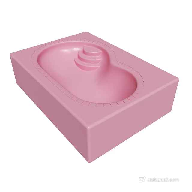 Pink Square Container With Recessed Stepped Design And Smooth Surface 3d model 