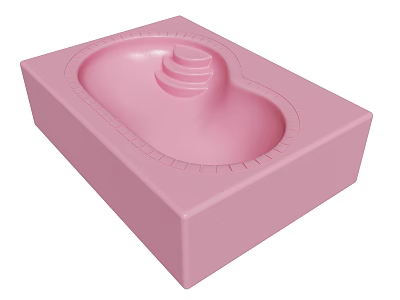 Pink Square Container With Recessed Stepped Design And Smooth Surface 3d model