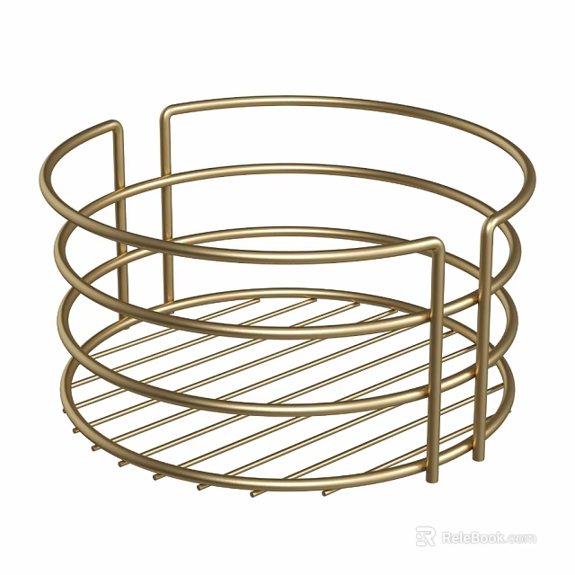 Elegant Gold Metal Multi Tiered Kitchen Storage Rack For Organizing Utensils 3d model 