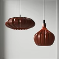 Modern Brown Pendant Lights With Striped Design And Two Different Shapes 3d model