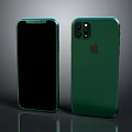 Green iPhone Smartphones Display Front and Back Views Modern Electronic Device 3d model