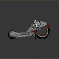 Astronaut In Space Suit Standing By Futuristic Silver Red Motorcycle On Icy Reflective Ground