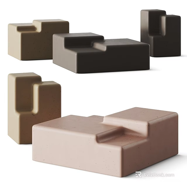 Geometric Modern Coffee Tables With Multicolored Block Shapes For Living Room 3d model 