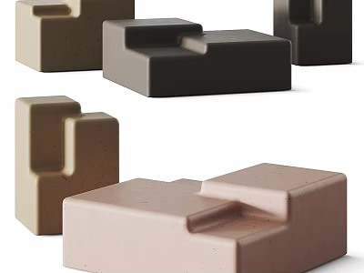 Geometric Modern Coffee Tables With Multicolored Block Shapes For Living Room 3d model