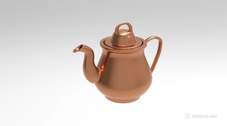 Elegant Copper Teapot With Curved Spout And Handle For Daily Use 3d model 
