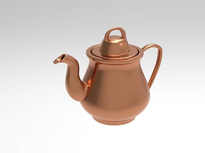 Elegant Copper Teapot With Curved Spout And Handle For Daily Use 3d model