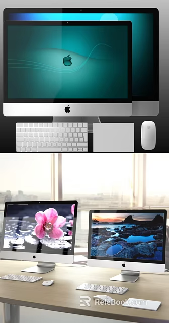 Modern Computer Workspace Setup With Laptop Monitor Keyboard Mouse And Sleek Design Elements 3d model 