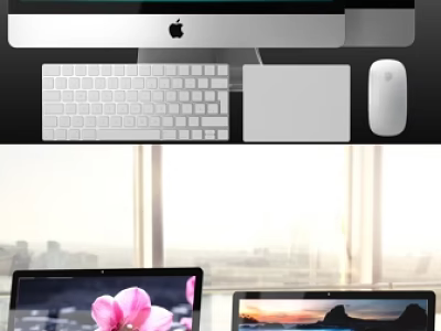 Modern Computer Workspace Setup With Laptop Monitor Keyboard Mouse And Sleek Design Elements 3d model