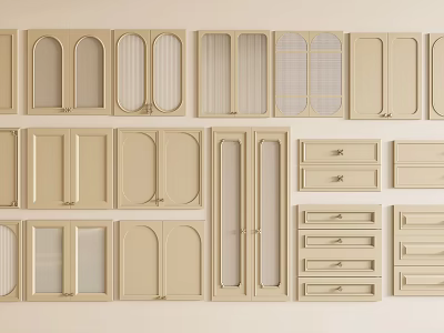 Various Beige Cabinet Doors And Drawer Fronts With Different Panel Designs 3d model