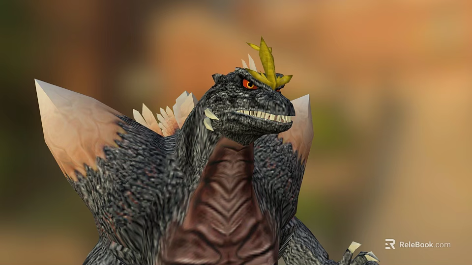 Mythical Black Scaled Dragon With Red Eyes Yellow Horns And Light Wings In Natural Setting 3d model 