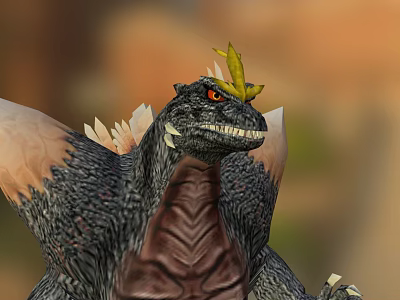 Mythical Black Scaled Dragon With Red Eyes Yellow Horns And Light Wings In Natural Setting 3d model