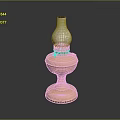 Vintage Brass Oil Lamp With Frosted Glass Shade And Decorative Base Design