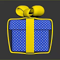 Decorative Blue White Polka Dot Gift Box With Yellow Ribbon And Bow For Gifting