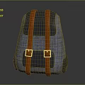 Stylish Blue Plaid Backpack With Orange Straps And Gold Square Buckles
