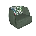 Modern Green Fabric Single Sofa With Decorative Leaf Pattern Pillows For Living Room Interior 3d model