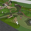 Modern Children's Play Area Forest Theme Children's Park Log Theme Children's Park Mushroom Frame Playground Equipment Paddling Pool Climbing Frame 3d model