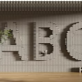 Decorative Background Wall With 3D ABC Letters Green Plant And Hello Sign
