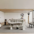 Modern Living Room Middle Ancient Home Living Room Multi-person Sofa Single Sofa Coffee Table Combination Floor Lamp 3d model
