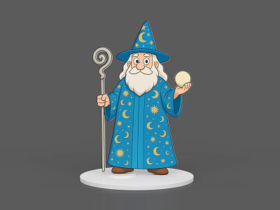 Wizard Characters Cartoon Characters Cartoon Characters Movie Characters Crystal Ball Old Wizard Handmade Silhouette 3d model