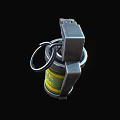 Smoke Grenade Weapon With Yellow Green Cylinder Body Metal Pin And Handle