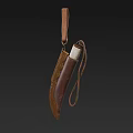 Vintage Leather Knife Sheath With Hanging Strap And Handcrafted Stitching Details