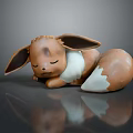 Pokémon Eevee Plush Figure Sleeping with Big Ears White Belly and White Tail Tip 3d model