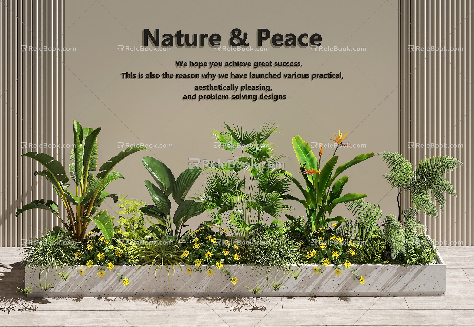 Plant Pile Green Plant Combination Indoor Landscape Flower Pond Flower Box 3d model