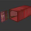 Red Shipping Container With Open Door And Exposed Interior Metal Structure 3d model