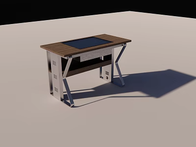 Modern Wooden Desk With Metal Frame Black Tabletop And Sturdy Structure 3d model