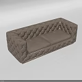 Modern Gray Leather Three Seater Sofa With Quilted Diamond Pattern And Wooden Base 3d model