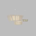 Two Modern Ruffled Chandeliers With Linen Fabric Shades In Minimalist Design