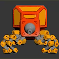 Mechanical Robot Spider Design With Red Yellow Body And Orange Legs