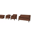 Elegant Dark Brown Leather Sofa Set With Tufted Design And Multiple Styles For Living Room