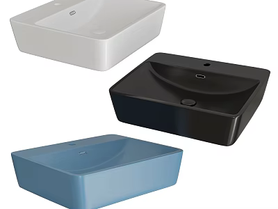 Modern Bathroom Sinks in White Black Blue Colors with Sleek Contemporary Design 3d model