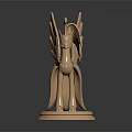Golden Winged Mythical Horse Sculpture With Intricate Carvings And Circular Reflective Base