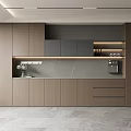 Modern Elegant Wine Cabinet Design With Gray Marble Countertop And LED Light Strips