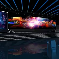 Contemporary Stage Design With Large Colorful Cloud Screens And Lighting Reflections