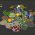 3D Cartoon Scene With Snowy Mountains Green Forests Castle And Colorful Paths