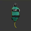 Green Utility Backpack With Yellow Straps Multiple Compartments And Black Buckles