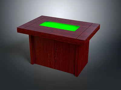 Elegant Mahogany Wood Furniture Table Featuring Green Rectangular Panel Design And Solid Structure 3d model