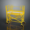 Industrial Yellow Mobile Work Platform Cart With Metal Frame Guardrails And Wheels