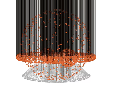 Modern Kitchen Pendant Light With Black Fringe And Orange Decorative Elements 3d model