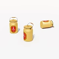 Yellow Storage Jars With Red Labels And Handles For Home Organization