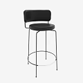 Black Modern Bar Stools With Backrest And Metal Frame For Kitchen Bar Design 3d model