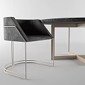 Modern Dining Table And Chairs Set With Black Marble Top And Metal Frame